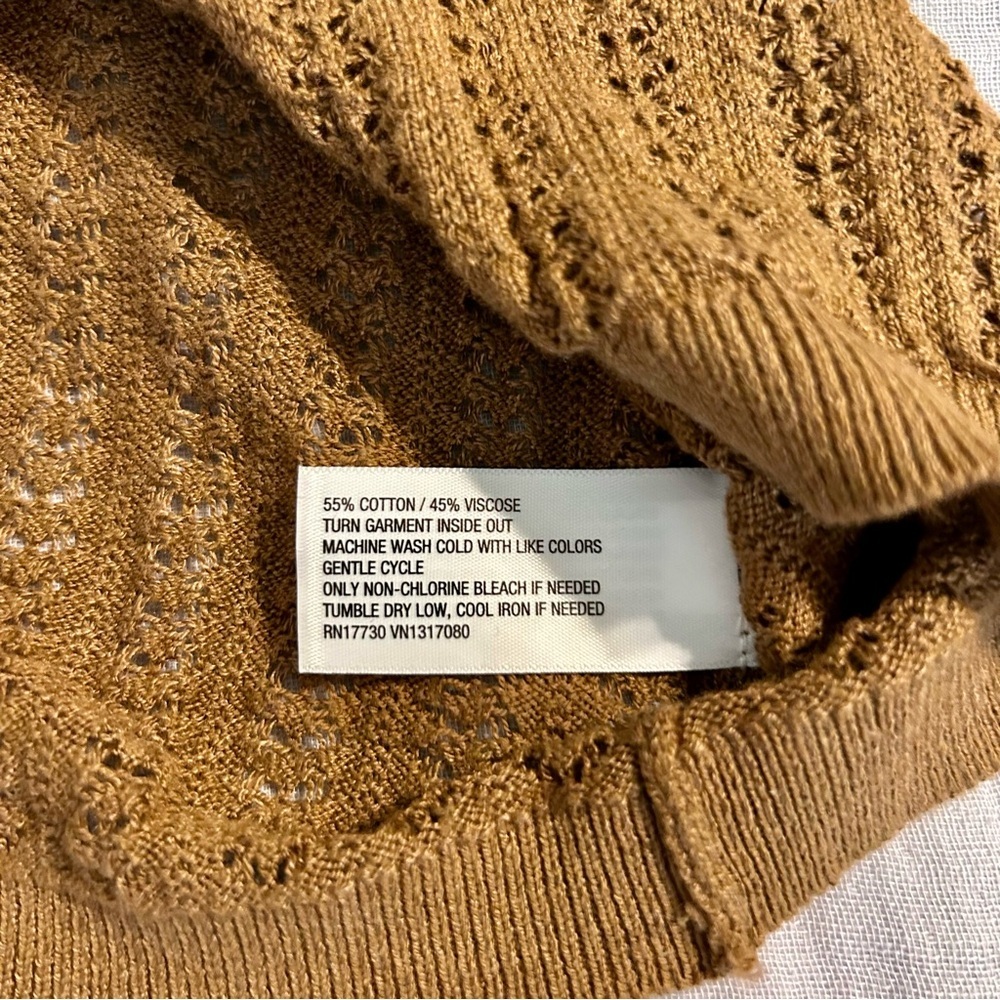 a new day Women’s Cropped Brown Button-Up Cardigan Sz M - Picture 6 of 6